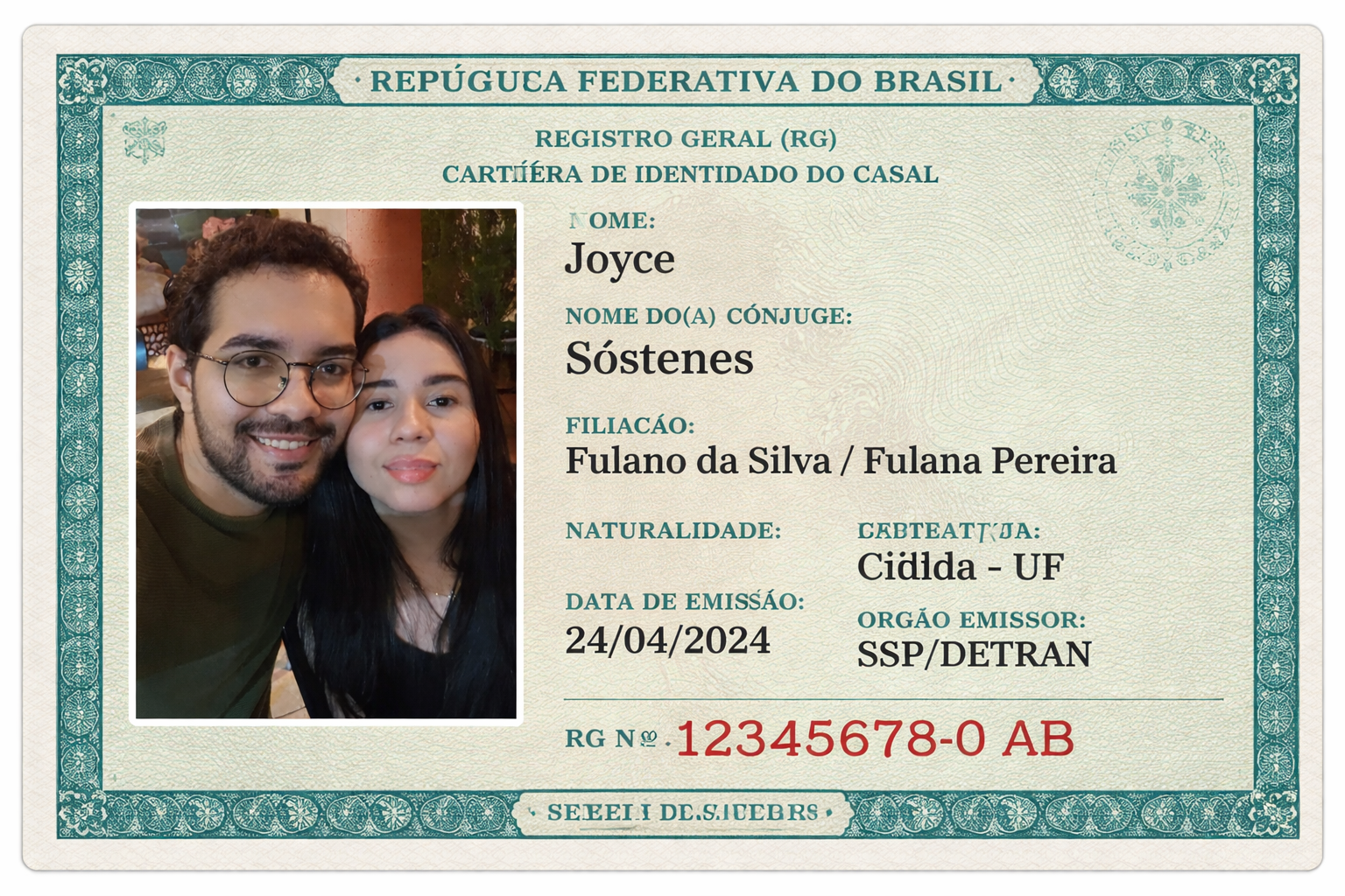 Cartão de Identidade do Casal